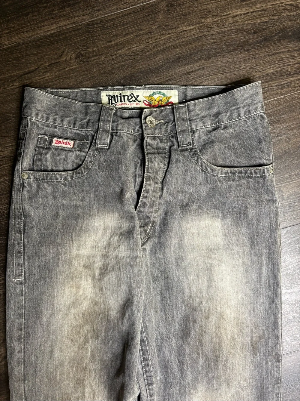 VTG Y2K Avirex Mens Wide Leg Denim Jeans Baggy 32
